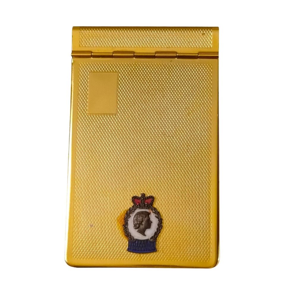 Tallent Vintage 1953 Queen Elizabeth II Coronation Gold Tone Metal Case England